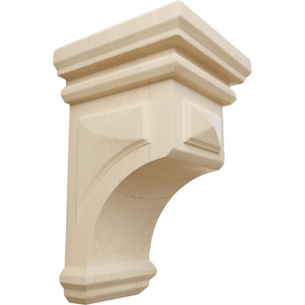 Ekena Millwork 3 1/2"W x 3 3/4"D x 6"H Mini Woodruff Wood Corbel, Rubberwood CORW03X03X06WFRW - main